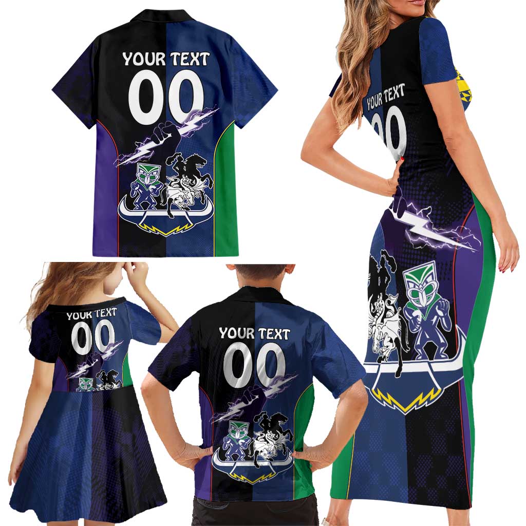 Custom Dragons-Cowboys Combine Storm-Warriors Family Matching Short Sleeve Bodycon Dress and Hawaiian Shirt Sport Style Version 01