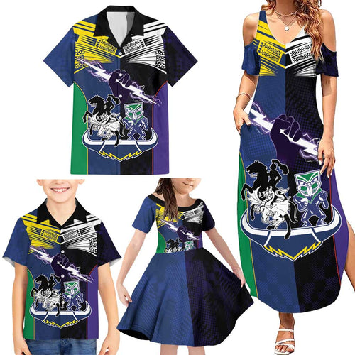Custom Dragons-Cowboys Combine Storm-Warriors Family Matching Summer Maxi Dress and Hawaiian Shirt Sport Style Version 01