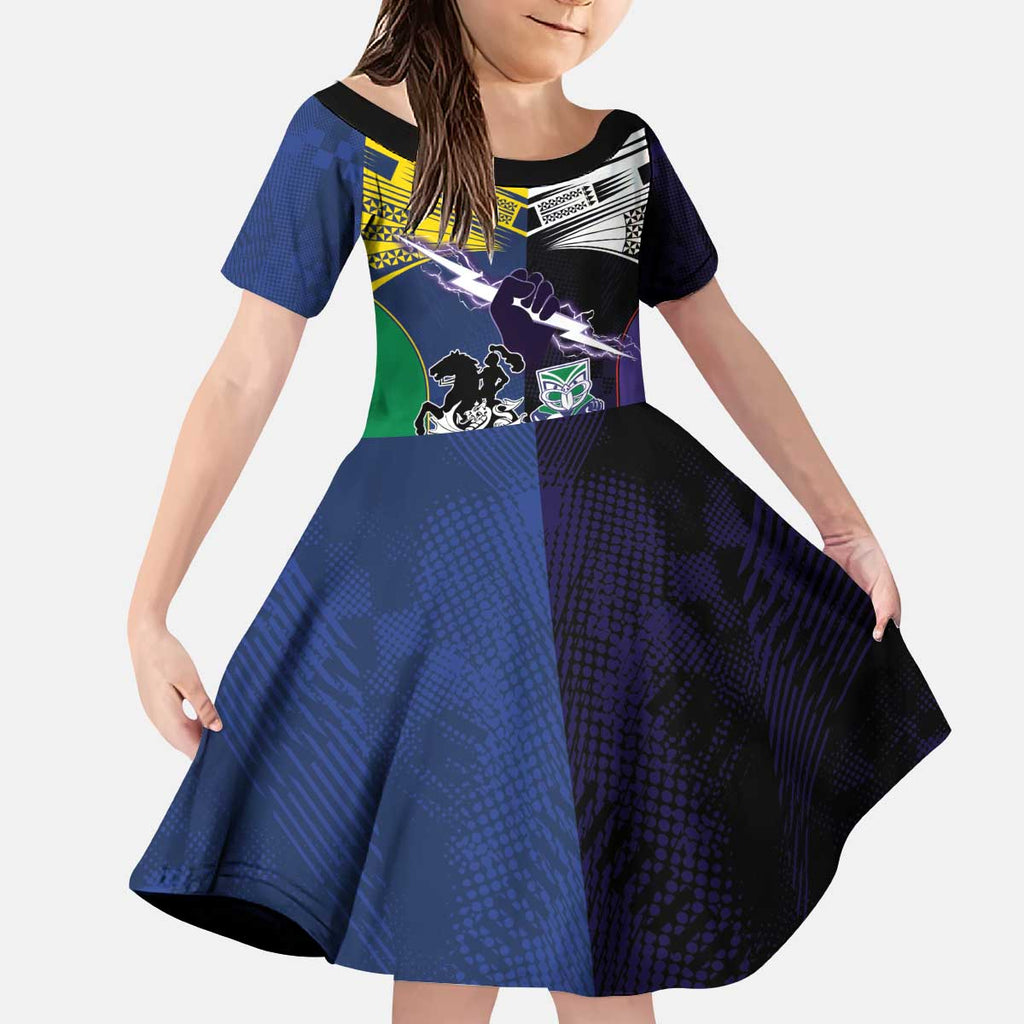 Custom Dragons-Cowboys Combine Storm-Warriors Kid Short Sleeve Dress Sport Style Version 01