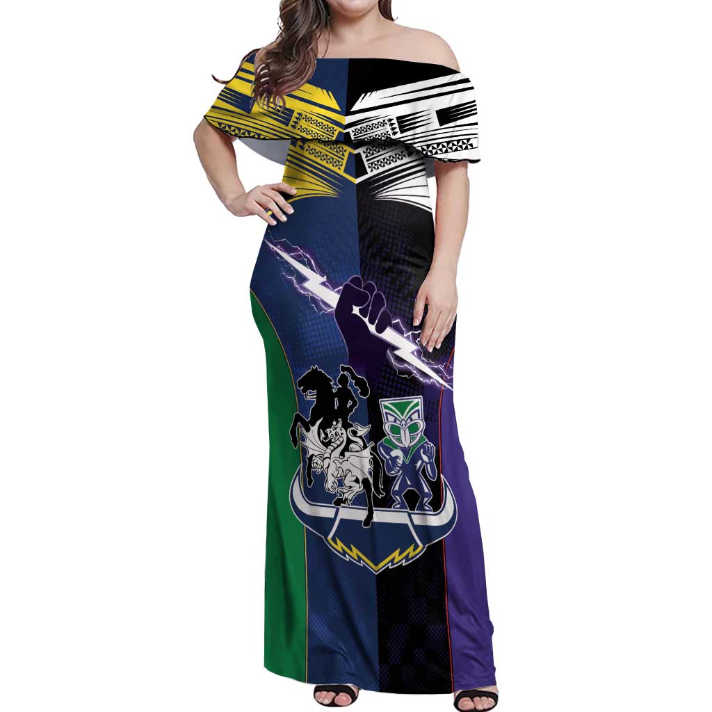 Custom Dragons-Cowboys Combine Storm-Warriors Off Shoulder Maxi Dress Sport Style Version 01