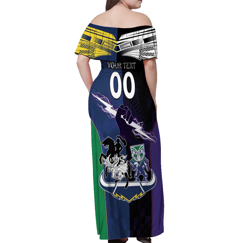 Custom Dragons-Cowboys Combine Storm-Warriors Off Shoulder Maxi Dress Sport Style Version 01
