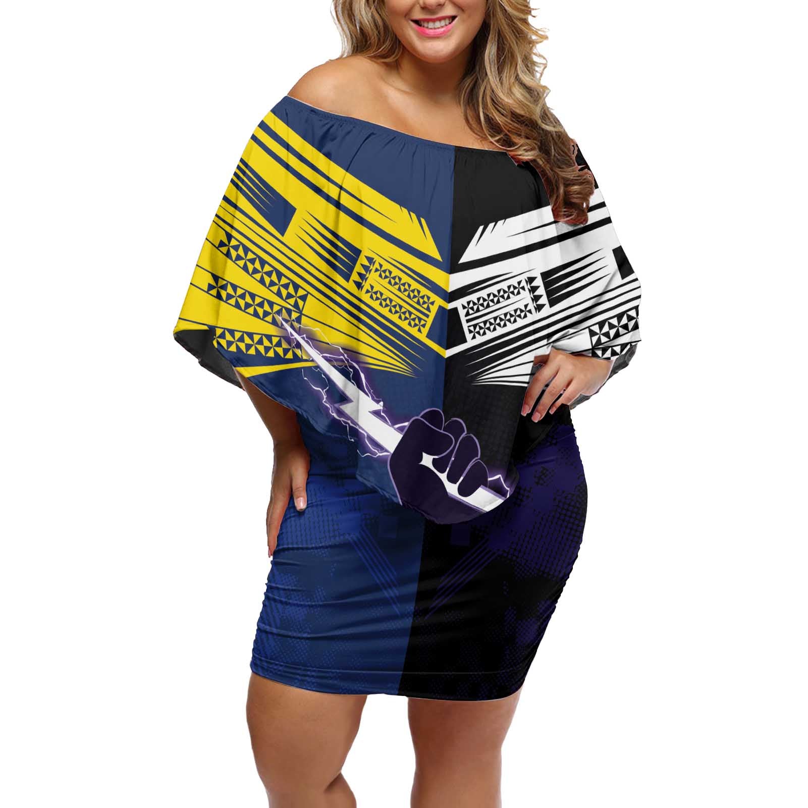 Custom Dragons-Cowboys Combine Storm-Warriors Off Shoulder Short Dress Sport Style Version 01
