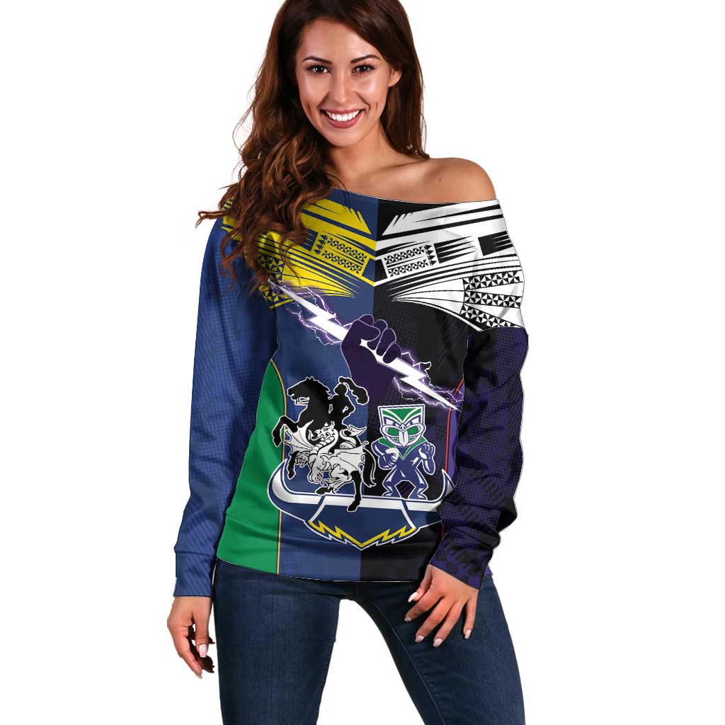 Custom Dragons-Cowboys Combine Storm-Warriors Off Shoulder Sweater Sport Style Version 01
