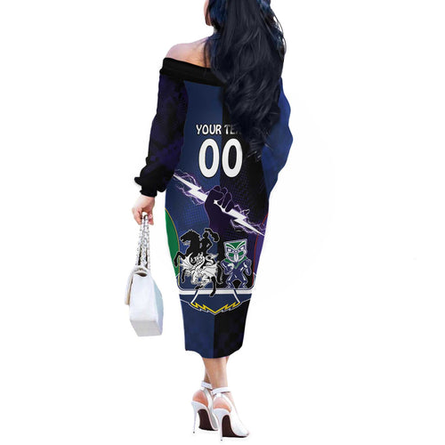 Custom Dragons-Cowboys Combine Storm-Warriors Off The Shoulder Long Sleeve Dress Sport Style Version 01
