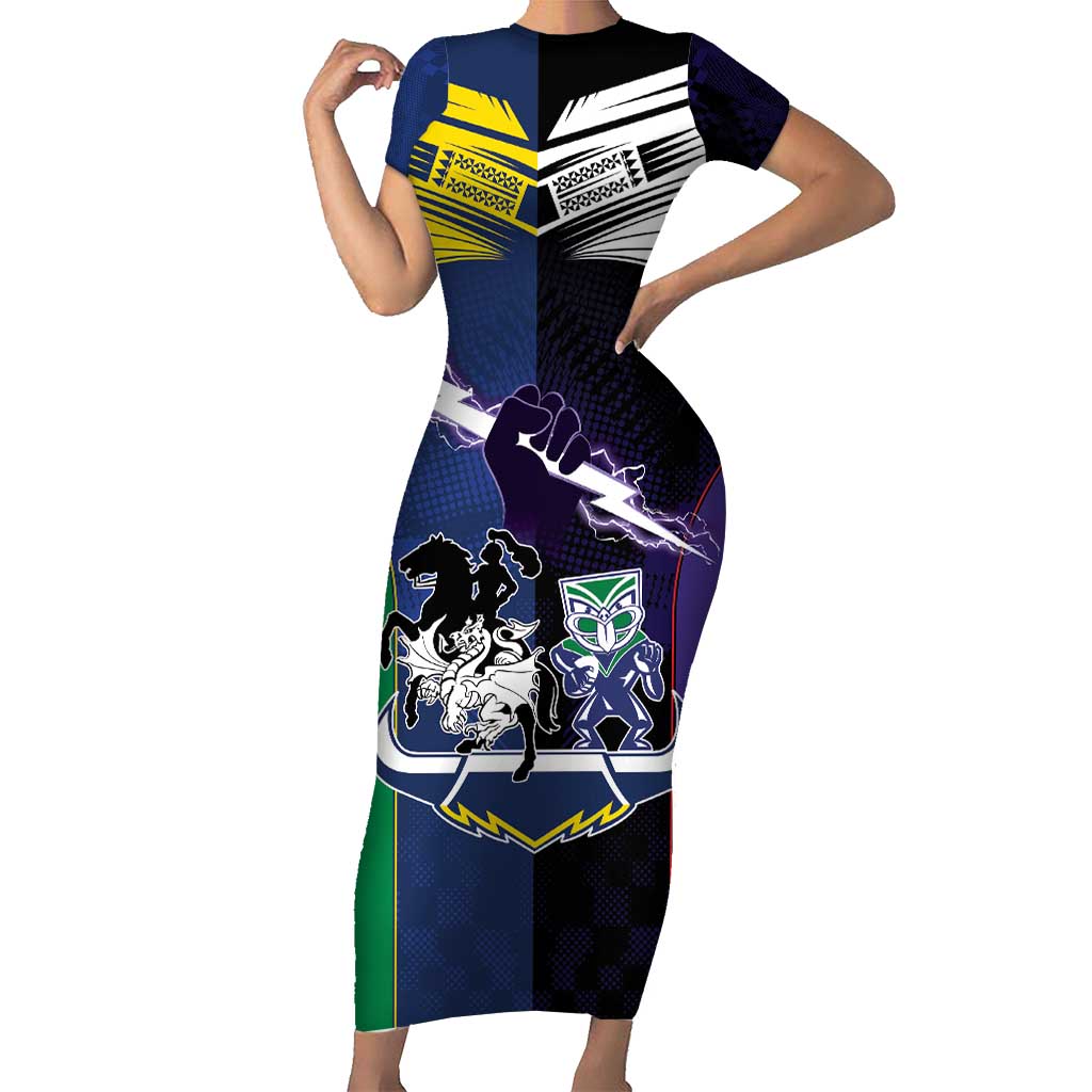 Custom Dragons-Cowboys Combine Storm-Warriors Short Sleeve Bodycon Dress Sport Style Version 01