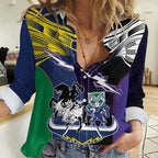 Custom Dragons-Cowboys Combine Storm-Warriors Women Casual Shirt Sport Style Version 01