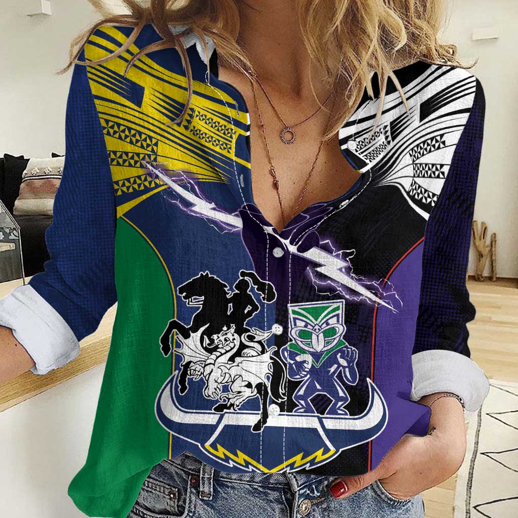 Custom Dragons-Cowboys Combine Storm-Warriors Women Casual Shirt Sport Style Version 01