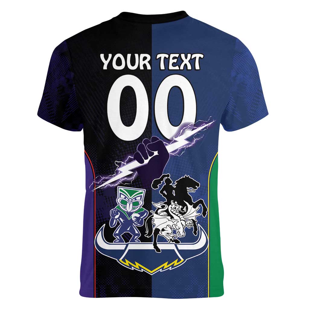 Custom Dragons-Cowboys Combine Storm-Warriors Women V-Neck T-Shirt Sport Style Version 01
