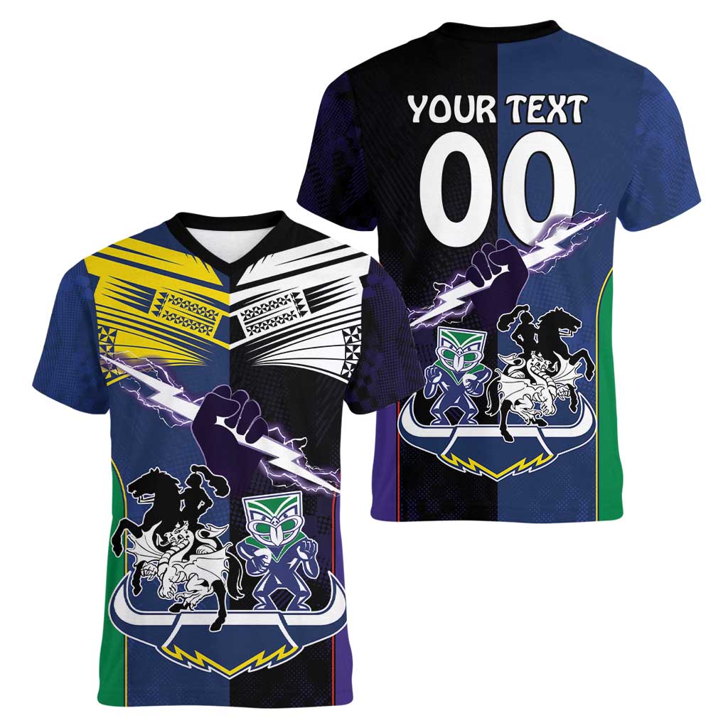 Custom Dragons-Cowboys Combine Storm-Warriors Women V-Neck T-Shirt Sport Style Version 01