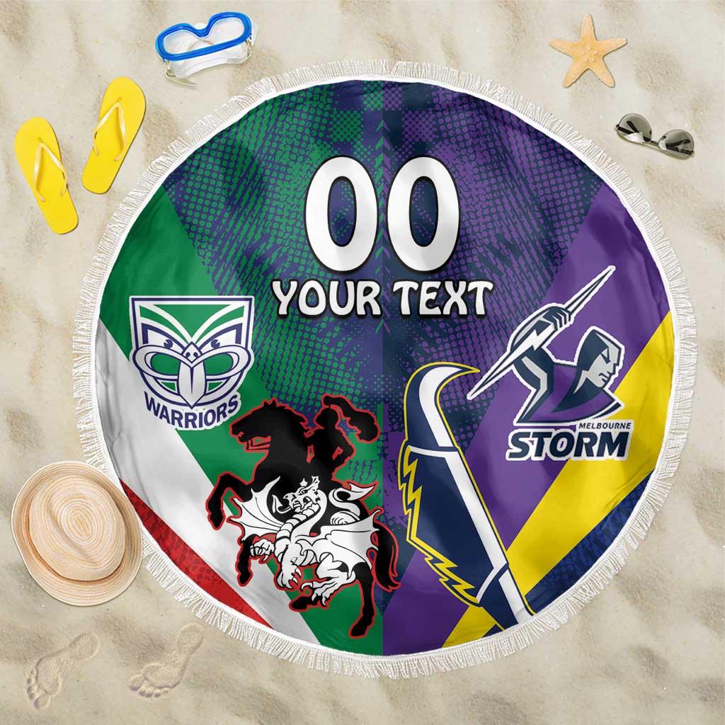 Custom Dragons-Cowboys Combine Storm-Warriors Beach Blanket Sport Style Version 02