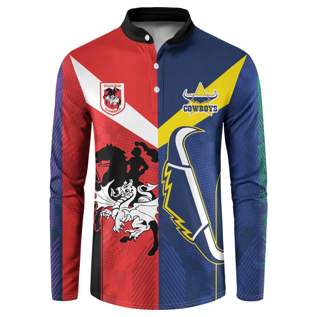 Custom Dragons-Cowboys Combine Storm-Warriors Button Sweatshirt Sport Style Version 02