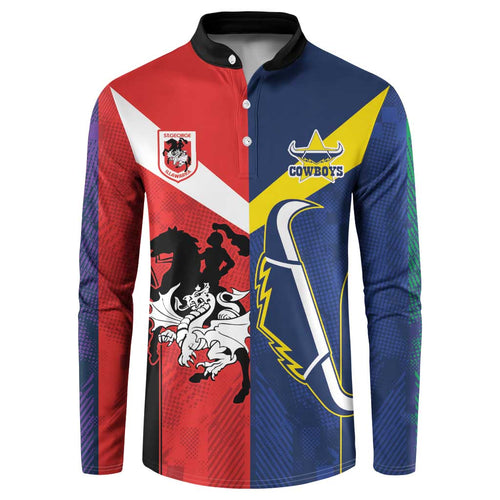 Custom Dragons-Cowboys Combine Storm-Warriors Button Sweatshirt Sport Style Version 02