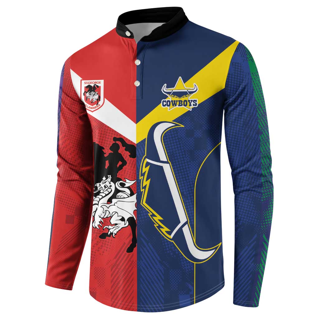 Custom Dragons-Cowboys Combine Storm-Warriors Button Sweatshirt Sport Style Version 02