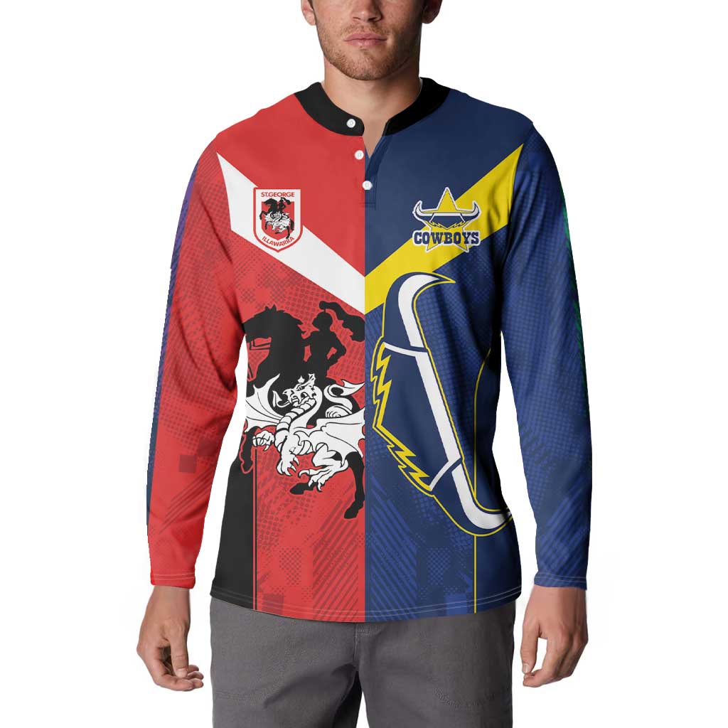 Custom Dragons-Cowboys Combine Storm-Warriors Button Sweatshirt Sport Style Version 02