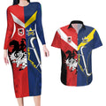 Custom Dragons-Cowboys Combine Storm-Warriors Couples Matching Long Sleeve Bodycon Dress and Hawaiian Shirt Sport Style Version 02