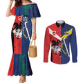 Custom Dragons-Cowboys Combine Storm-Warriors Couples Matching Mermaid Dress and Long Sleeve Button Shirt Sport Style Version 02
