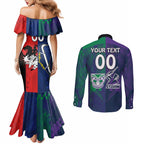 Custom Dragons-Cowboys Combine Storm-Warriors Couples Matching Mermaid Dress and Long Sleeve Button Shirt Sport Style Version 02