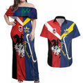 Custom Dragons-Cowboys Combine Storm-Warriors Couples Matching Off Shoulder Maxi Dress and Hawaiian Shirt Sport Style Version 02