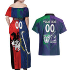 Custom Dragons-Cowboys Combine Storm-Warriors Couples Matching Off Shoulder Maxi Dress and Hawaiian Shirt Sport Style Version 02
