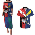 Custom Dragons-Cowboys Combine Storm-Warriors Couples Matching Puletasi and Hawaiian Shirt Sport Style Version 02