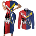 Custom Dragons-Cowboys Combine Storm-Warriors Couples Matching Short Sleeve Bodycon Dress and Long Sleeve Button Shirt Sport Style Version 02