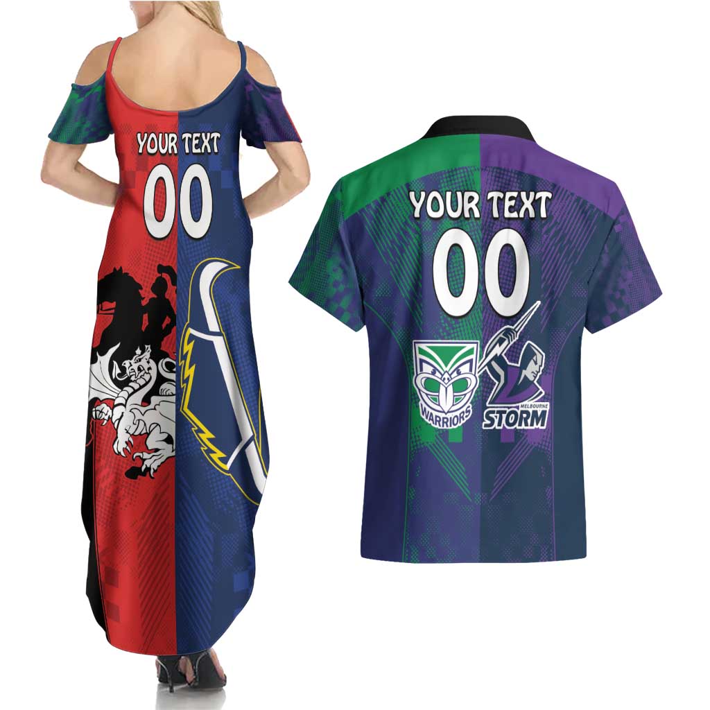 Custom Dragons-Cowboys Combine Storm-Warriors Couples Matching Summer Maxi Dress and Hawaiian Shirt Sport Style Version 02