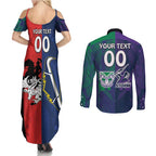 Custom Dragons-Cowboys Combine Storm-Warriors Couples Matching Summer Maxi Dress and Long Sleeve Button Shirt Sport Style Version 02
