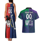 Custom Dragons-Cowboys Combine Storm-Warriors Couples Matching Tank Maxi Dress and Hawaiian Shirt Sport Style Version 02