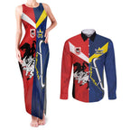 Custom Dragons-Cowboys Combine Storm-Warriors Couples Matching Tank Maxi Dress and Long Sleeve Button Shirt Sport Style Version 02