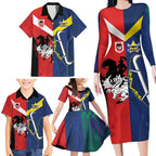 Custom Dragons-Cowboys Combine Storm-Warriors Family Matching Long Sleeve Bodycon Dress and Hawaiian Shirt Sport Style Version 02
