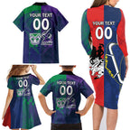 Custom Dragons-Cowboys Combine Storm-Warriors Family Matching Long Sleeve Bodycon Dress and Hawaiian Shirt Sport Style Version 02
