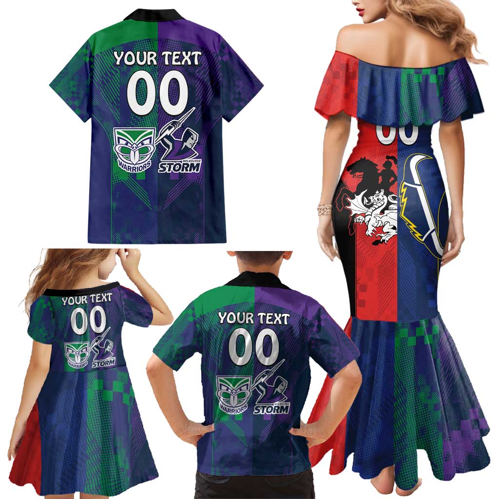 Custom Dragons-Cowboys Combine Storm-Warriors Family Matching Mermaid Dress and Hawaiian Shirt Sport Style Version 02