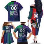 Custom Dragons-Cowboys Combine Storm-Warriors Family Matching Off The Shoulder Long Sleeve Dress and Hawaiian Shirt Sport Style Version 02