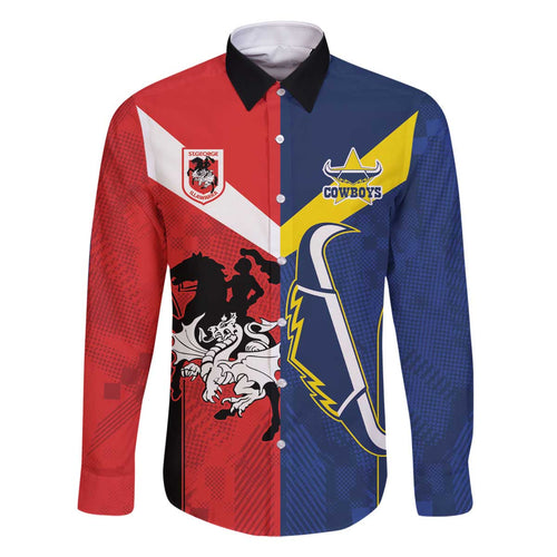 Custom Dragons-Cowboys Combine Storm-Warriors Family Matching Off The Shoulder Long Sleeve Dress and Hawaiian Shirt Sport Style Version 02