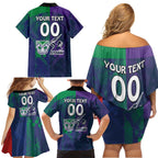 Custom Dragons-Cowboys Combine Storm-Warriors Family Matching Off Shoulder Short Dress and Hawaiian Shirt Sport Style Version 02
