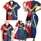 Custom Dragons-Cowboys Combine Storm-Warriors Family Matching Short Sleeve Bodycon Dress and Hawaiian Shirt Sport Style Version 02