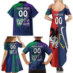 Custom Dragons-Cowboys Combine Storm-Warriors Family Matching Summer Maxi Dress and Hawaiian Shirt Sport Style Version 02