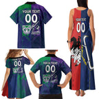 Custom Dragons-Cowboys Combine Storm-Warriors Family Matching Tank Maxi Dress and Hawaiian Shirt Sport Style Version 02