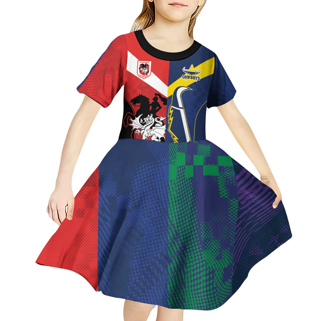 Custom Dragons-Cowboys Combine Storm-Warriors Kid Short Sleeve Dress Sport Style Version 02