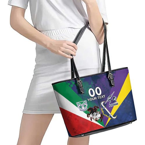 Custom Dragons-Cowboys Combine Storm-Warriors Leather Tote Bag Sport Style Version 02
