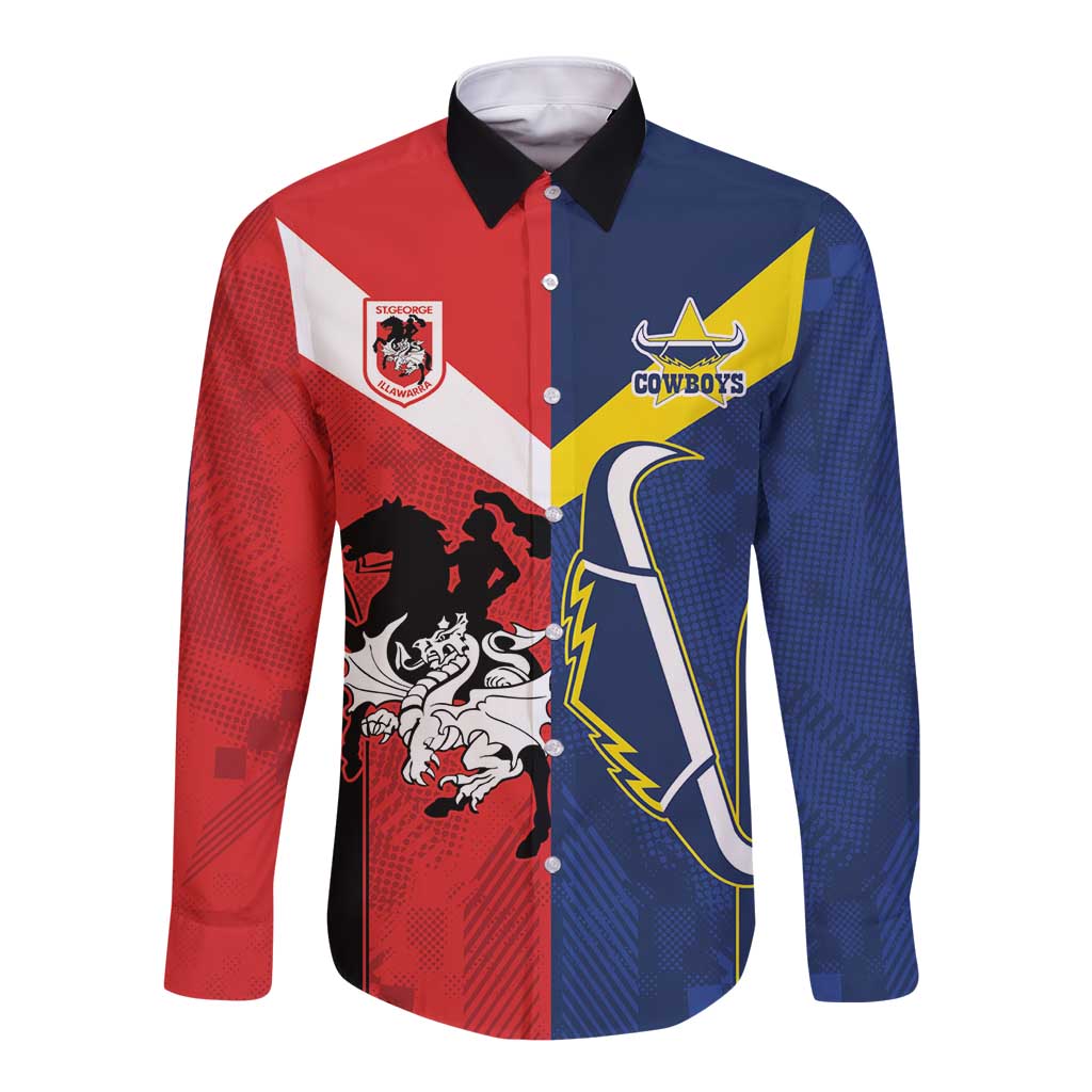 Custom Dragons-Cowboys Combine Storm-Warriors Long Sleeve Button Shirt Sport Style Version 02