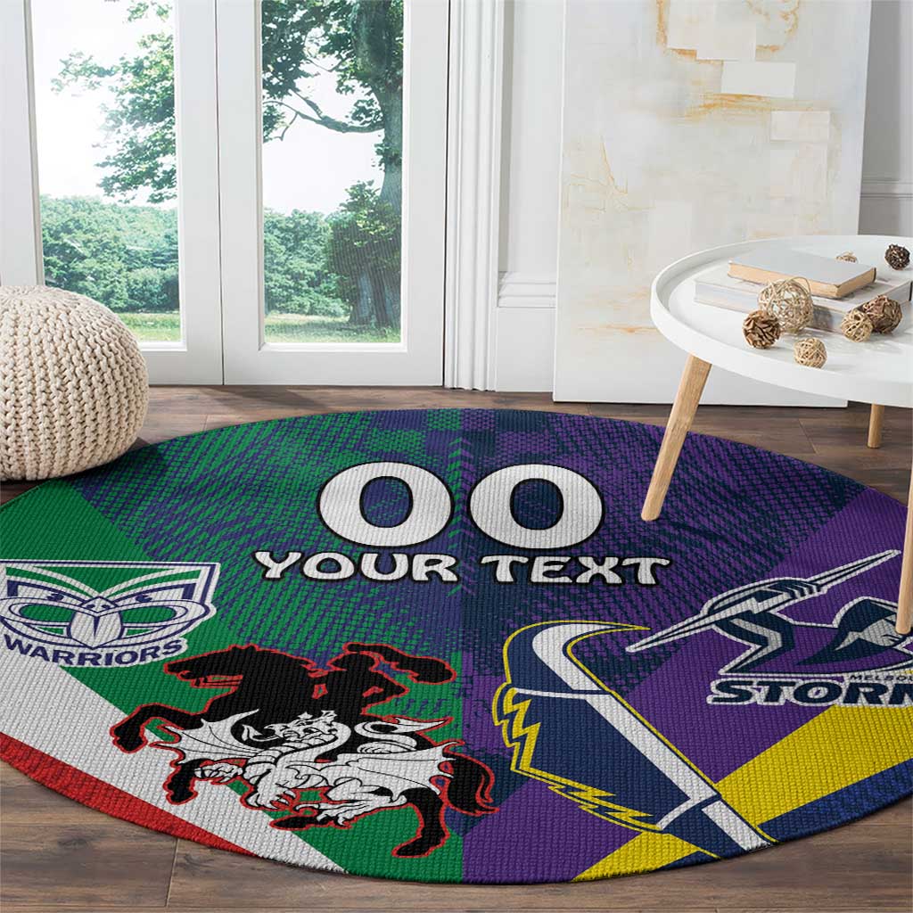 Custom Dragons-Cowboys Combine Storm-Warriors Round Carpet Sport Style Version 02