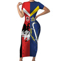 Custom Dragons-Cowboys Combine Storm-Warriors Short Sleeve Bodycon Dress Sport Style Version 02