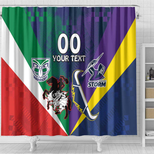 Custom Dragons-Cowboys Combine Storm-Warriors Shower Curtain Sport Style Version 02