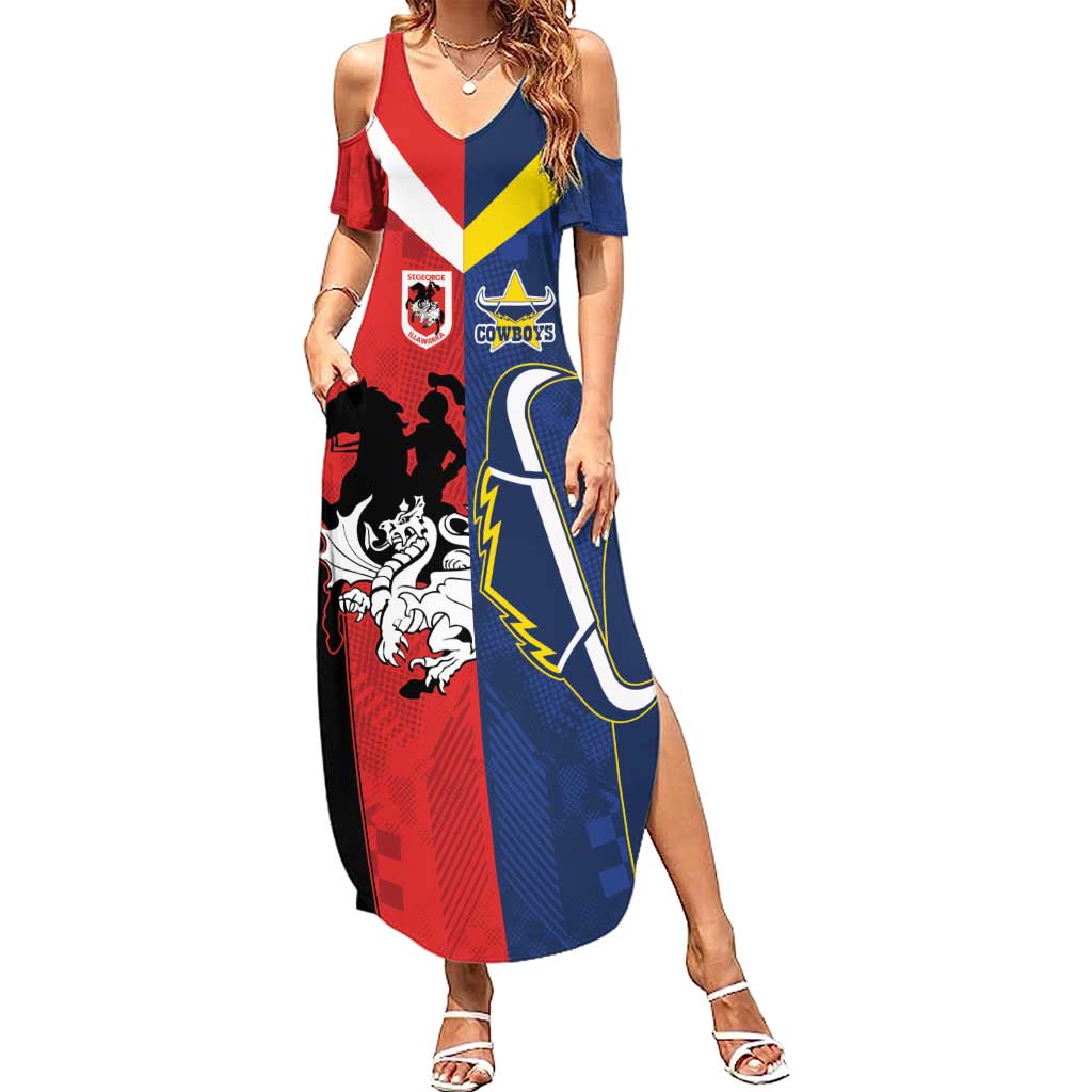 Custom Dragons-Cowboys Combine Storm-Warriors Summer Maxi Dress Sport Style Version 02
