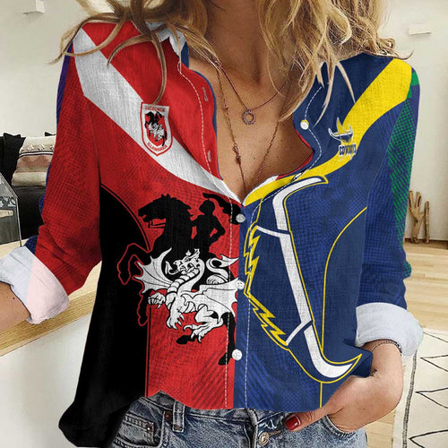 Custom Dragons-Cowboys Combine Storm-Warriors Women Casual Shirt Sport Style Version 02