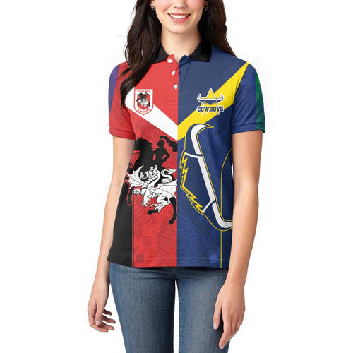 Custom Dragons-Cowboys Combine Storm-Warriors Women Polo Shirt Sport Style Version 02