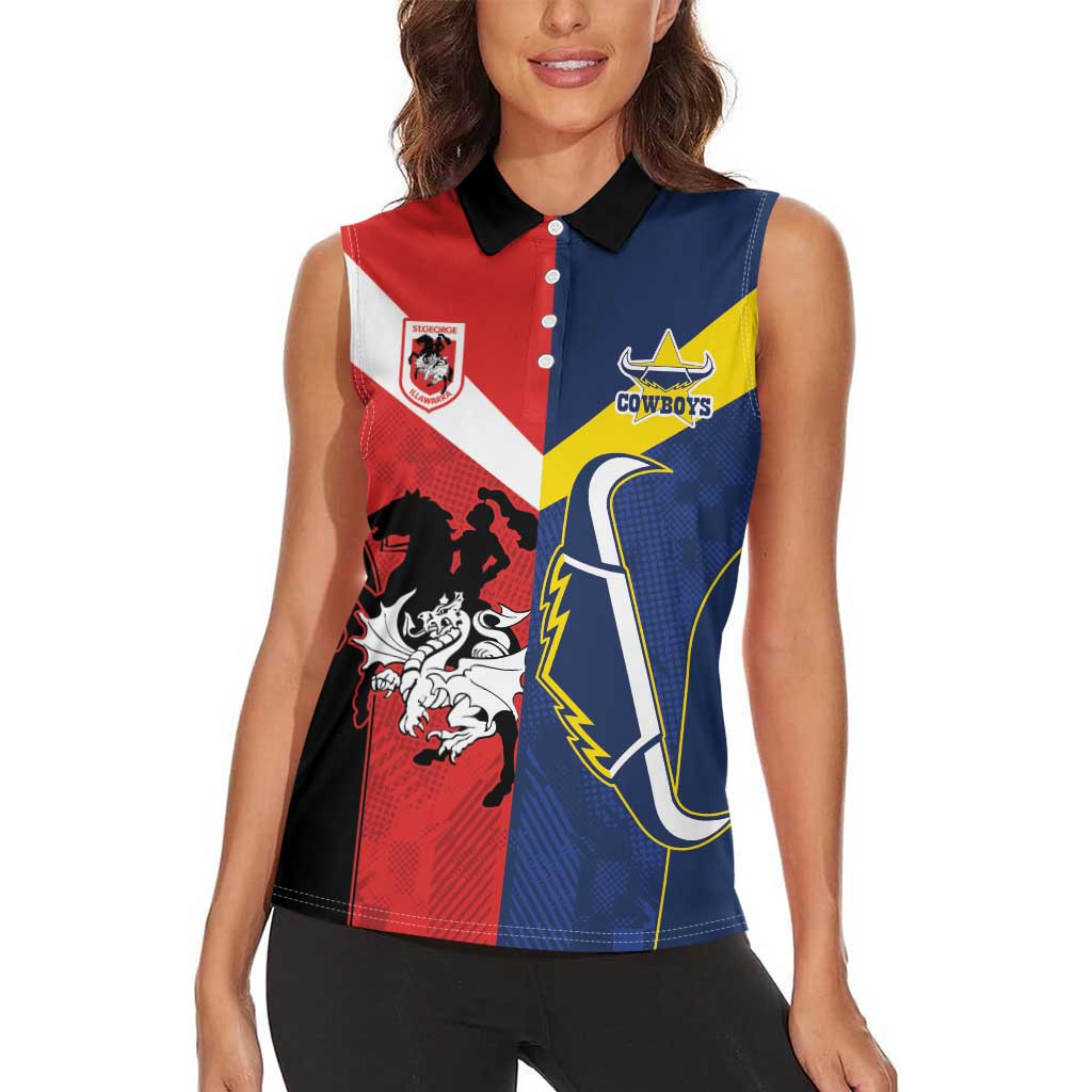 Custom Dragons-Cowboys Combine Storm-Warriors Women Sleeveless Polo Shirt Sport Style Version 02