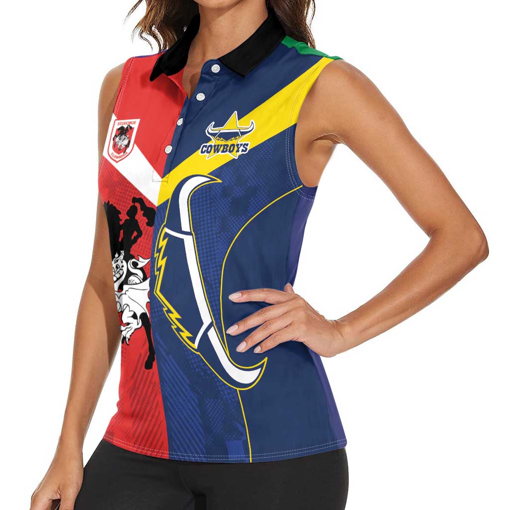 Custom Dragons-Cowboys Combine Storm-Warriors Women Sleeveless Polo Shirt Sport Style Version 02