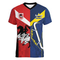 Custom Dragons-Cowboys Combine Storm-Warriors Women V-Neck T-Shirt Sport Style Version 02